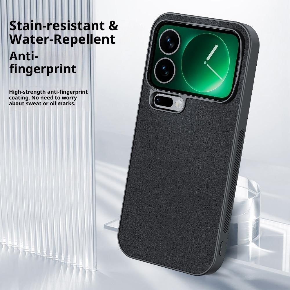 For Xiaomi 17 Pro Max Case PU Leather Coated PC + TPU Anti-Drop Phone Cover - Black