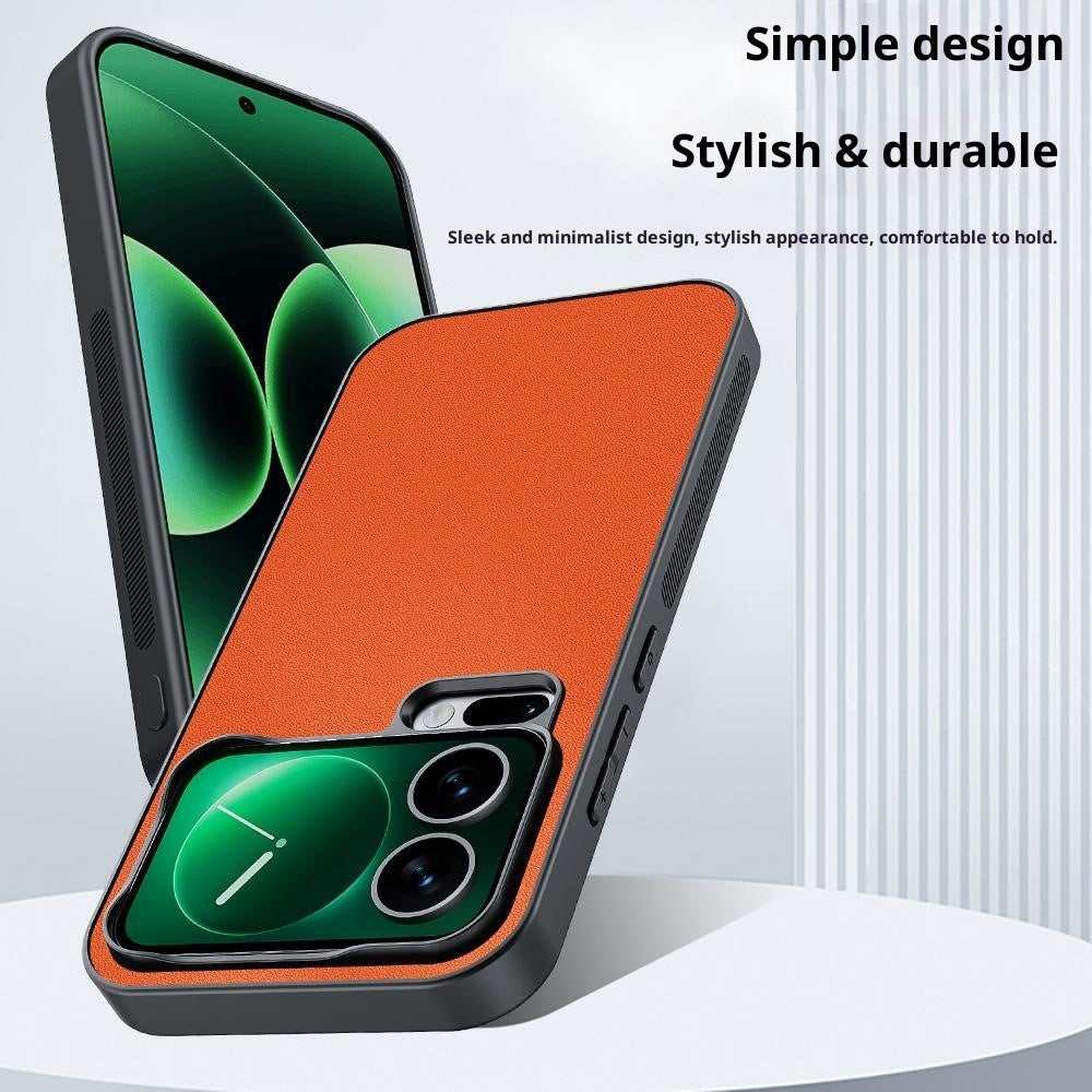 For Xiaomi 17 Pro Max Case PU Leather Coated PC + TPU Anti-Drop Phone Cover - Black