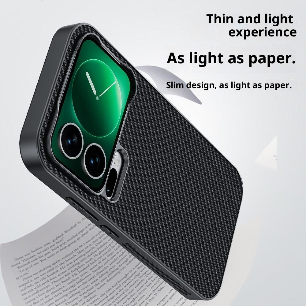 For Xiaomi 17 Pro Max Case Leather + PC Hard Phone Cover Carbon Fiber Texture - Carbon Fiber / Black