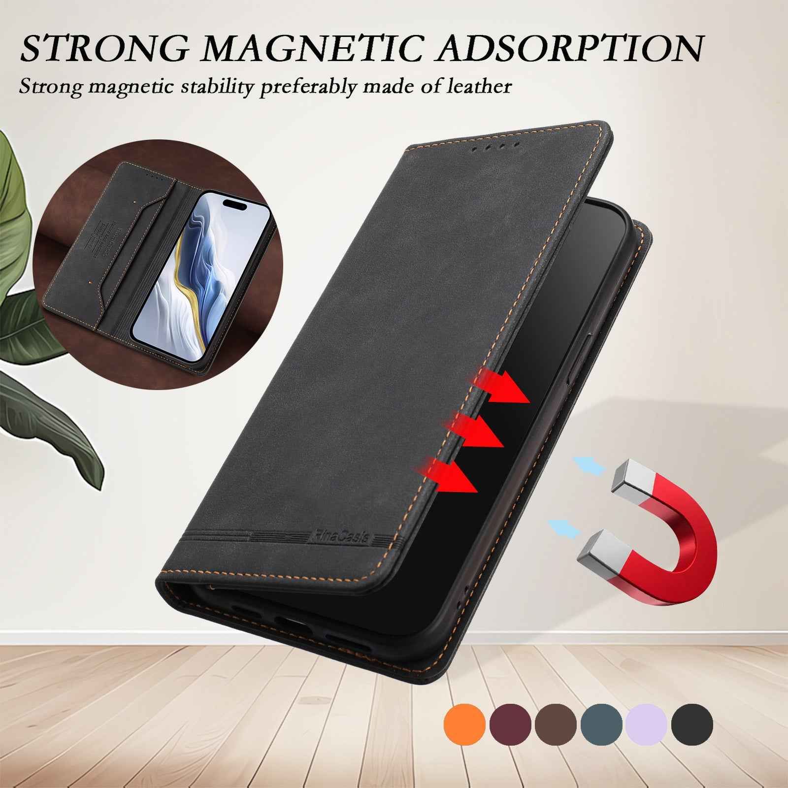 For Xiaomi 17 Pro Case RINACASIS RC23 RFID Blocking Wallet Stand PU Leather Phone Cover - Black