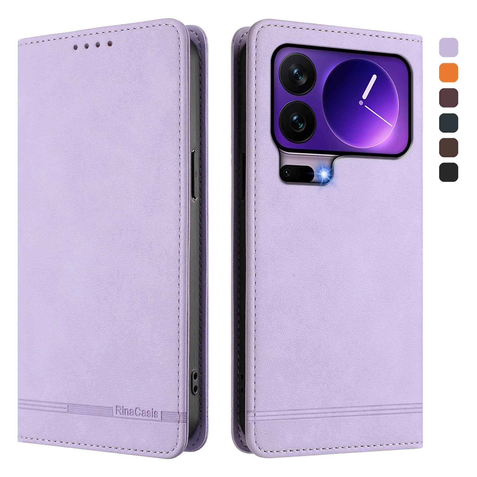 For Xiaomi 17 Pro Case RINACASIS RC23 RFID Blocking Wallet Stand PU Leather Phone Cover - Light Purple