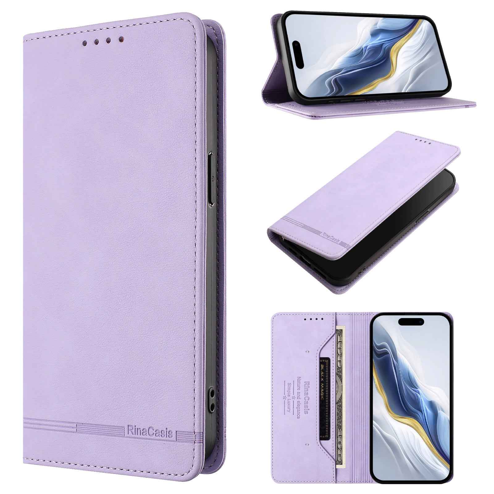 For Xiaomi 17 Pro Case RINACASIS RC23 RFID Blocking Wallet Stand PU Leather Phone Cover - Light Purple