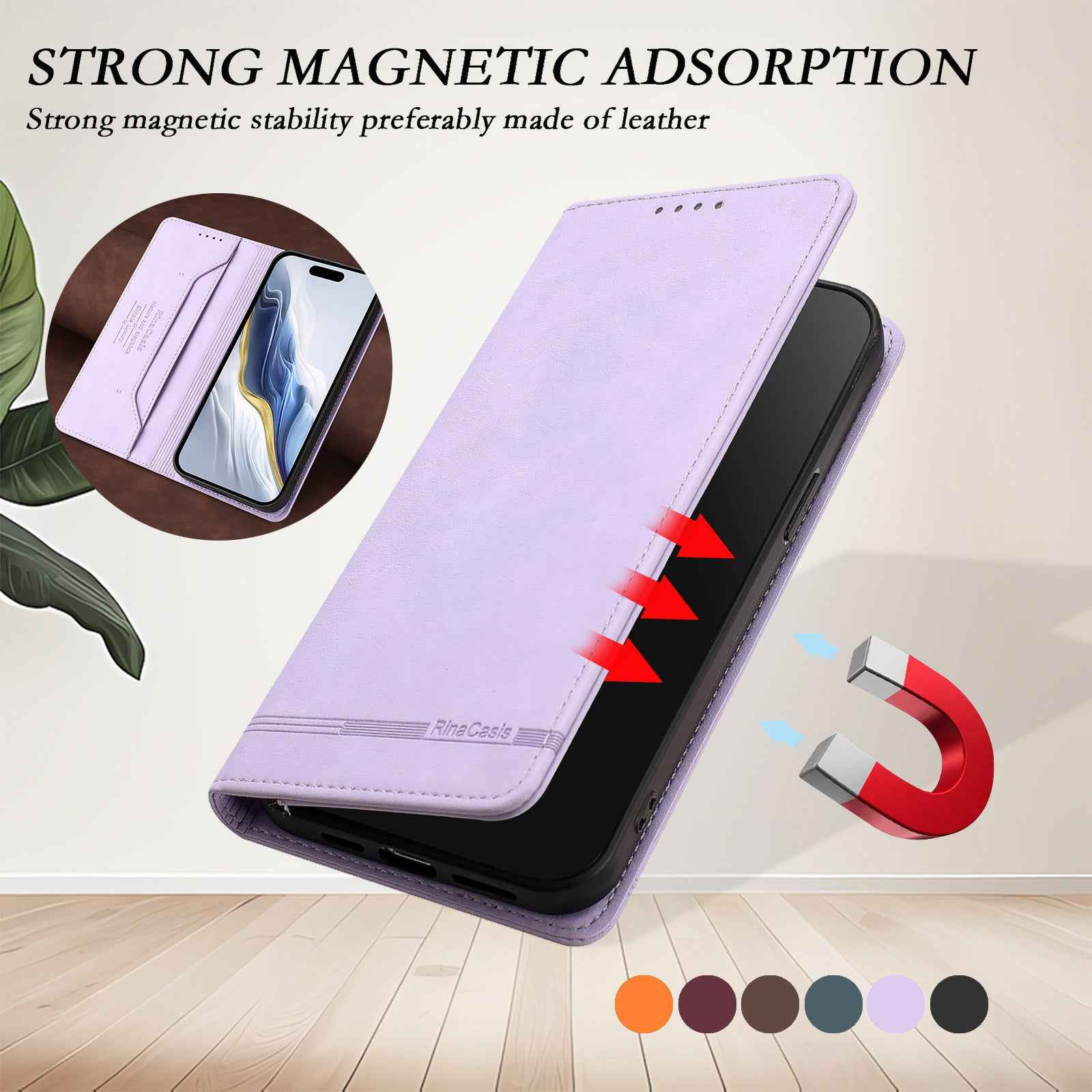 For Xiaomi 17 Pro Case RINACASIS RC23 RFID Blocking Wallet Stand PU Leather Phone Cover - Light Purple