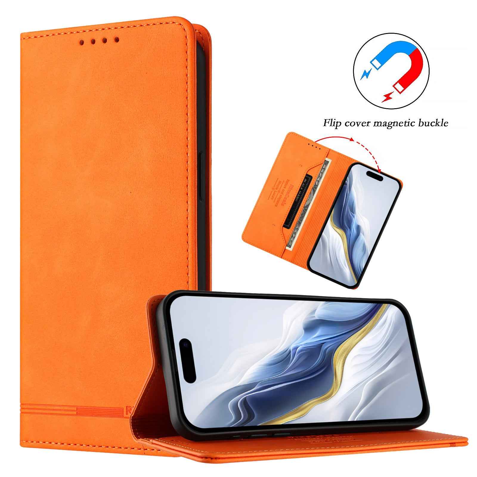 For Xiaomi 17 Pro Case RINACASIS RC23 RFID Blocking Wallet Stand PU Leather Phone Cover - Orange