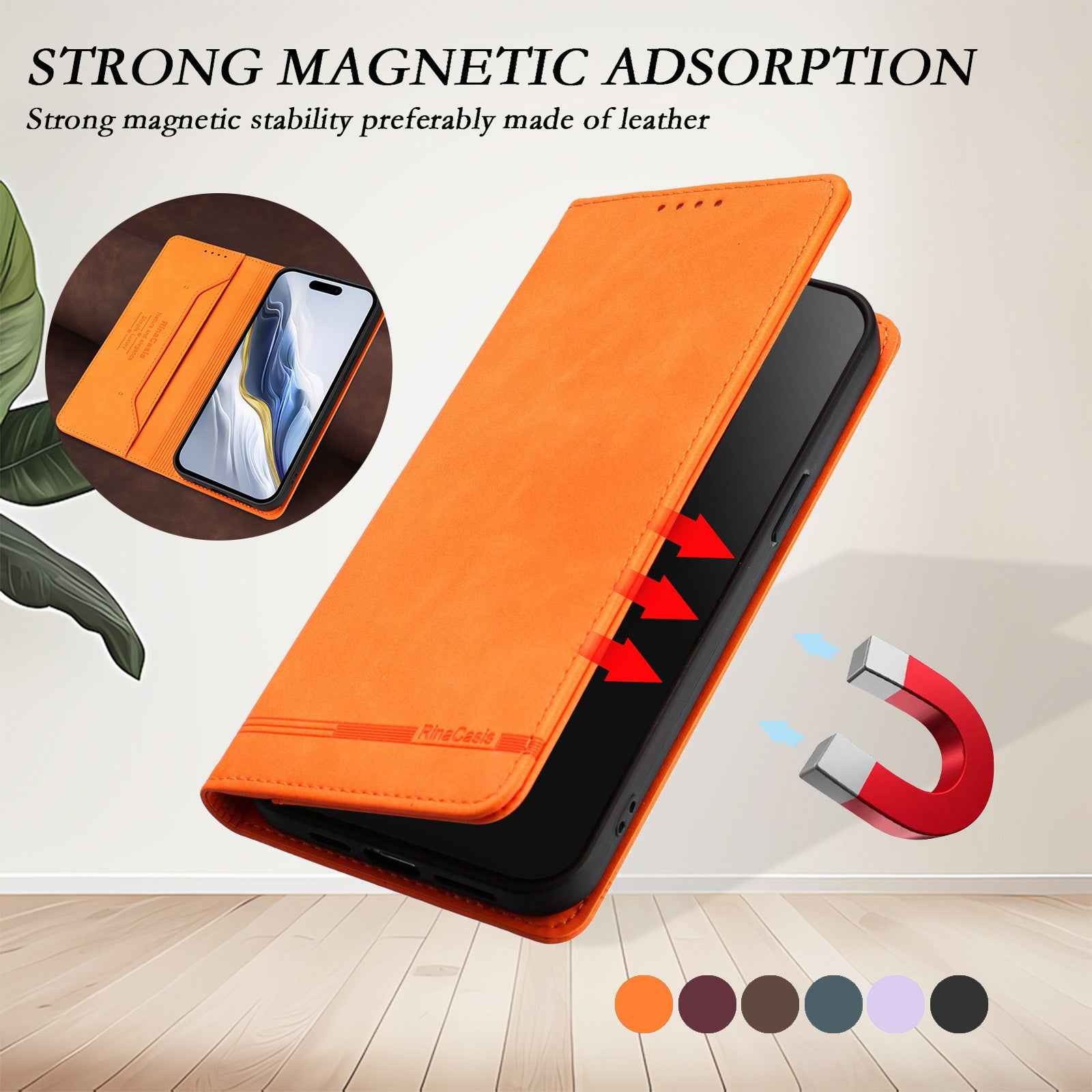 For Xiaomi 17 Pro Case RINACASIS RC23 RFID Blocking Wallet Stand PU Leather Phone Cover - Orange
