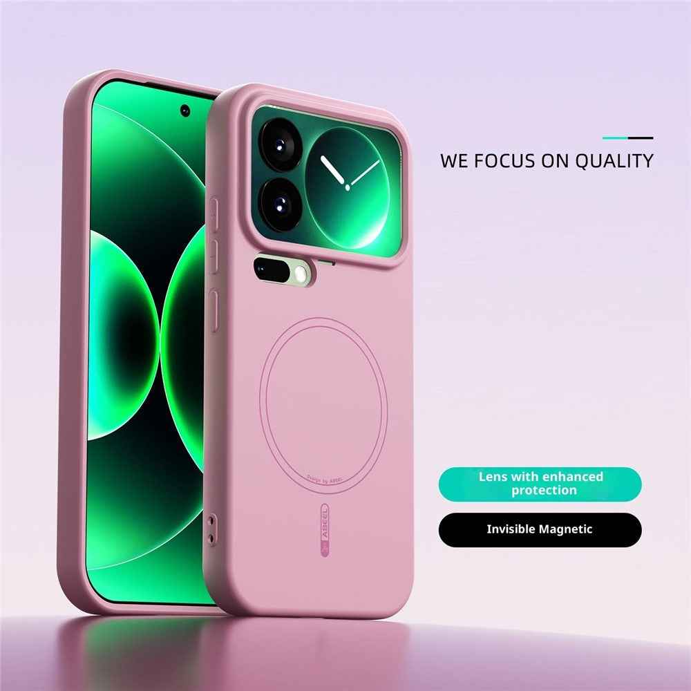 ABEEL For Xiaomi 17 Pro Magnetic Case Skin Touch Liquid Silicone Phone Back Cover - Pink