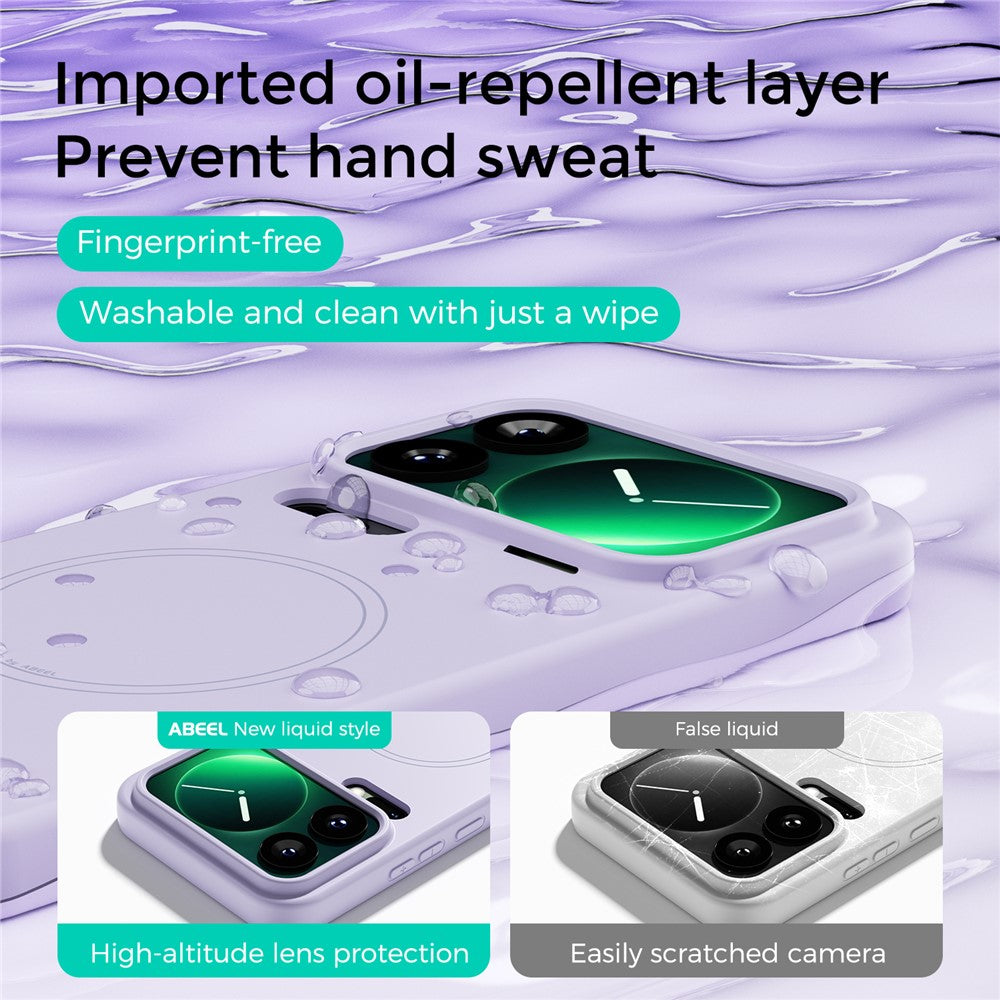 ABEEL For Xiaomi 17 Pro Max Magnetic Case Skin Touch Liquid Silicone Phone Back Cover - Purple