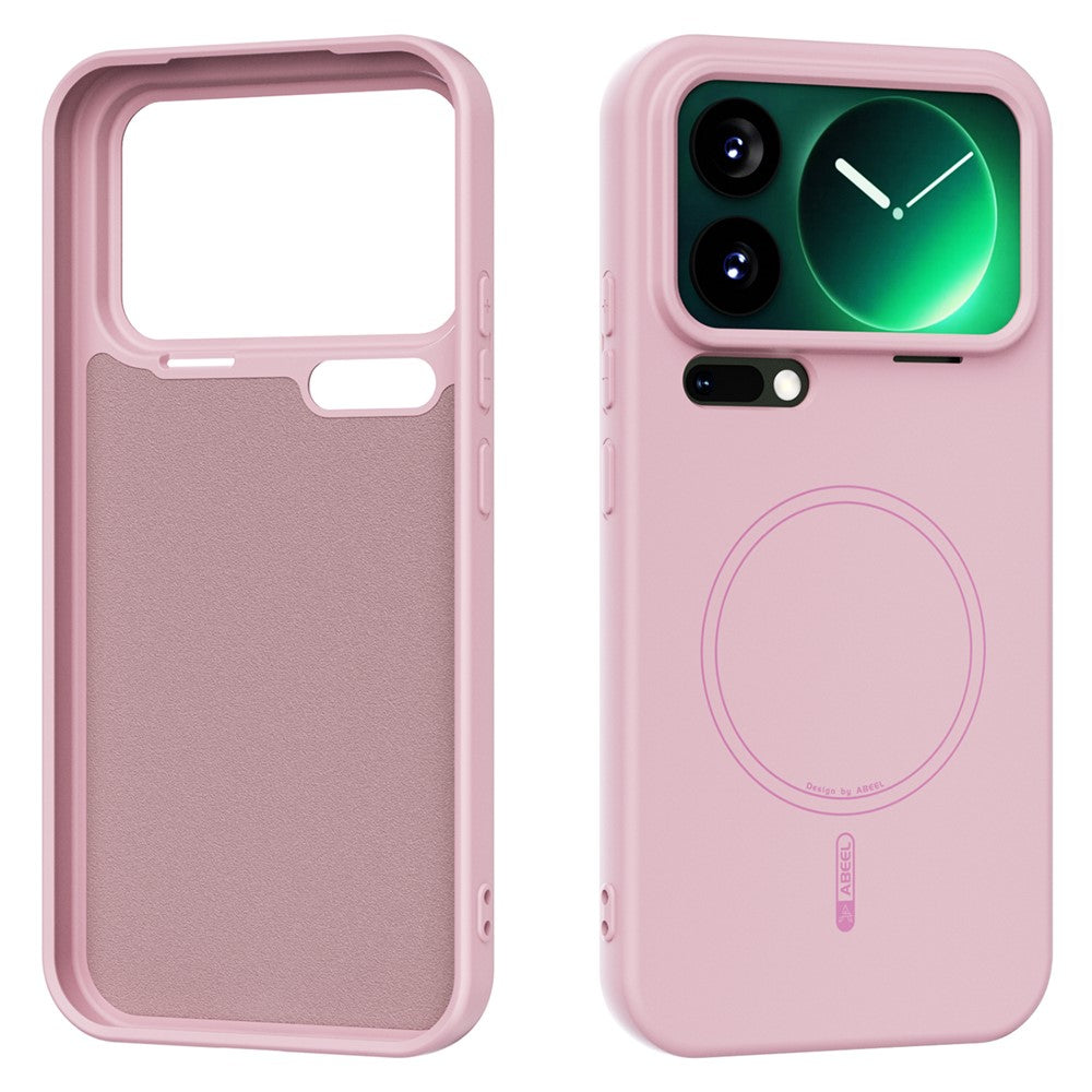 ABEEL For Xiaomi 17 Pro Max Magnetic Case Skin Touch Liquid Silicone Phone Back Cover - Pink