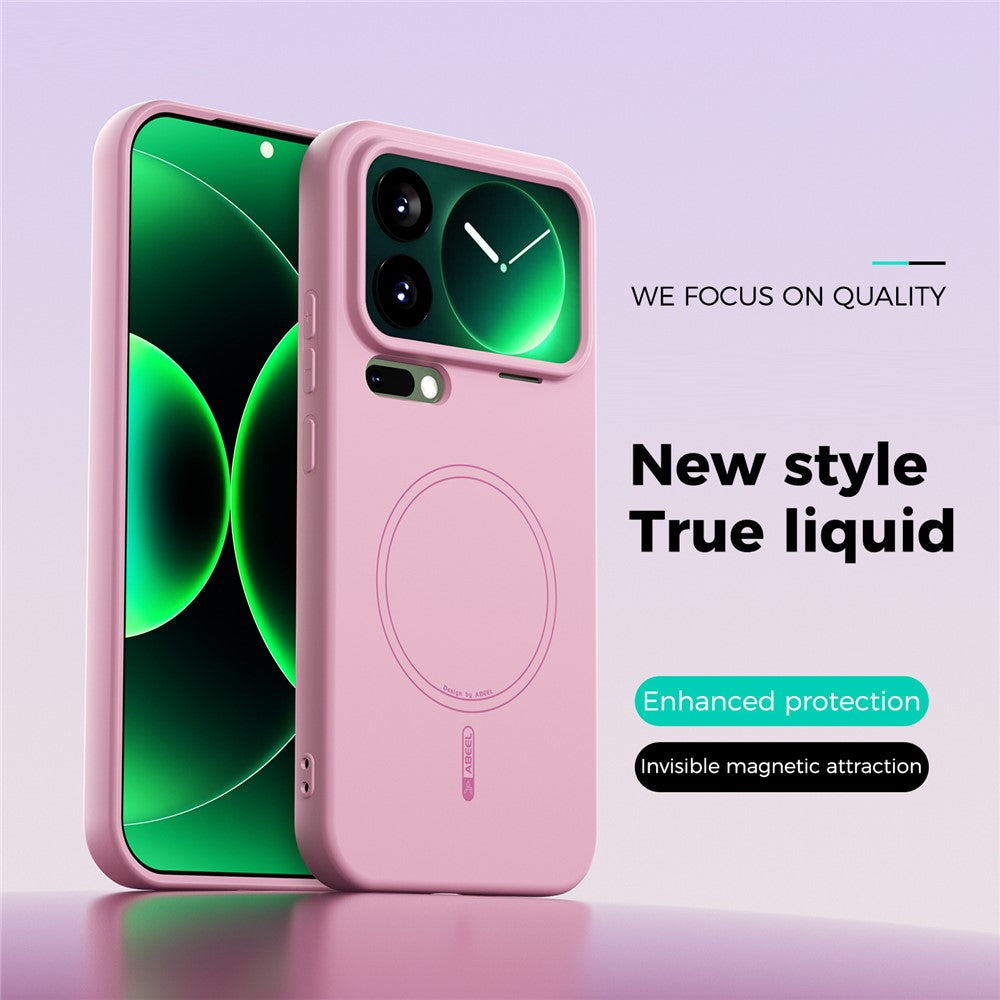 ABEEL For Xiaomi 17 Pro Max Magnetic Case Skin Touch Liquid Silicone Phone Back Cover - Pink