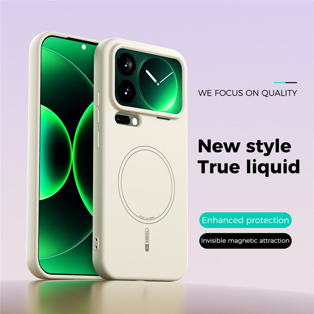 ABEEL For Xiaomi 17 Pro Max Magnetic Case Skin Touch Liquid Silicone Phone Back Cover - Beige