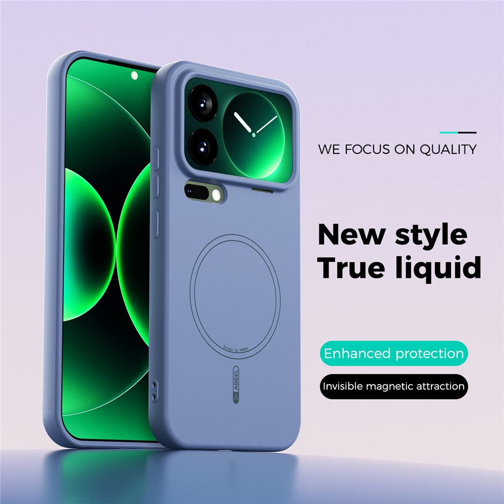 ABEEL For Xiaomi 17 Pro Max Magnetic Case Skin Touch Liquid Silicone Phone Back Cover - Sky Blue