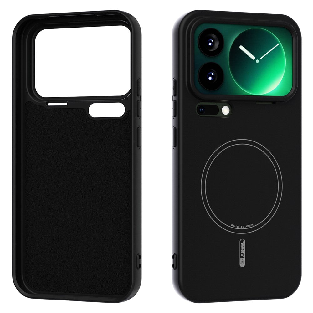 ABEEL For Xiaomi 17 Pro Max Magnetic Case Skin Touch Liquid Silicone Phone Back Cover - Black