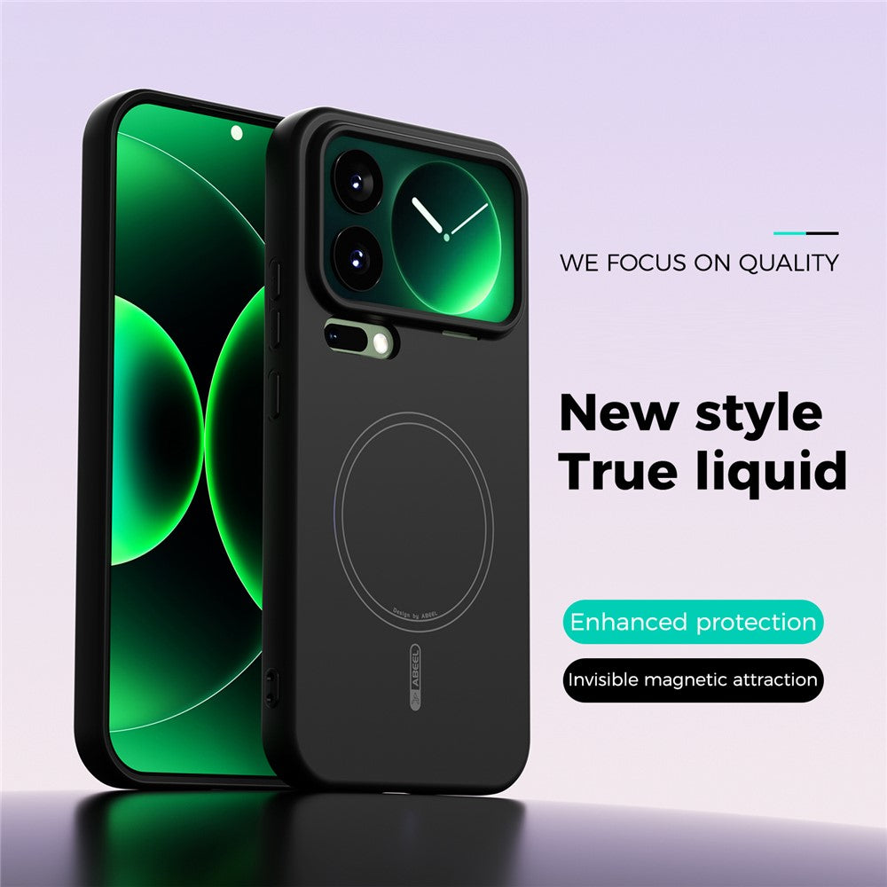 ABEEL For Xiaomi 17 Pro Max Magnetic Case Skin Touch Liquid Silicone Phone Back Cover - Black