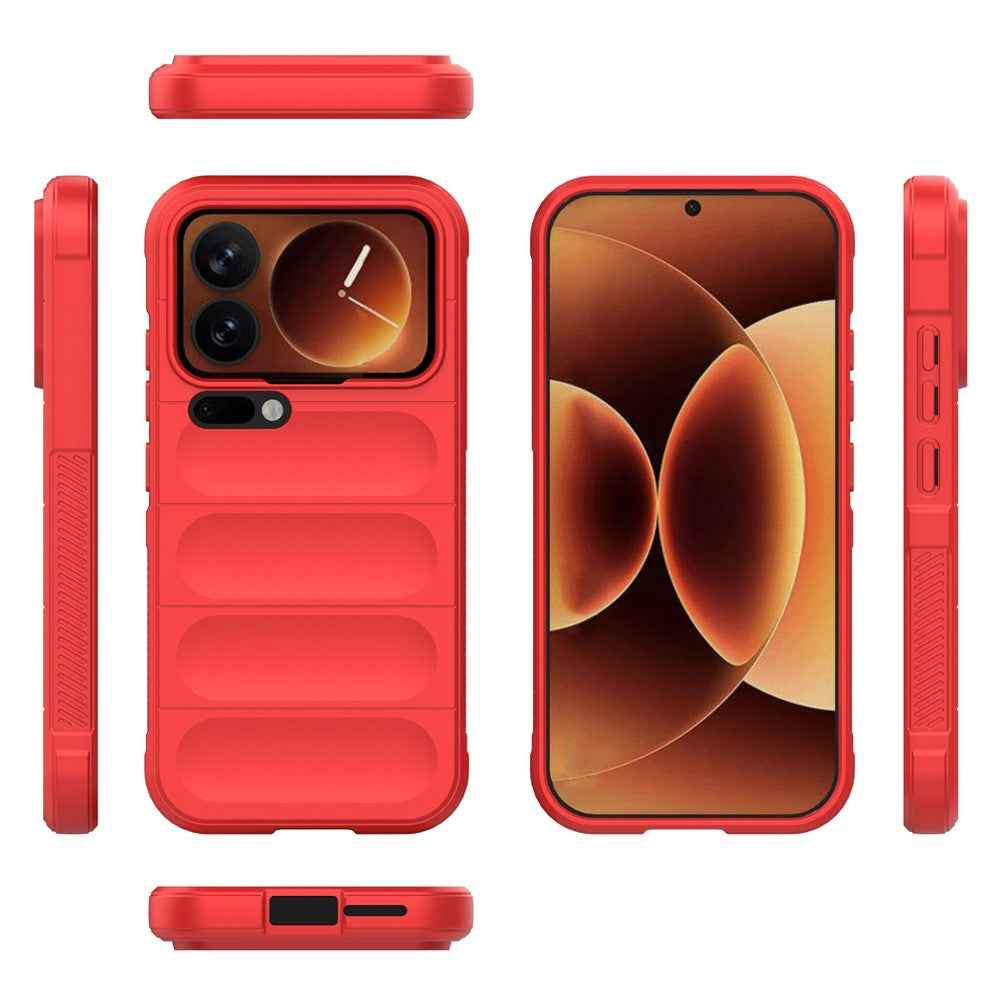 For Xiaomi 17 Pro Case Anti-Drop Soft TPU Rugged Phone Back Cover - Red