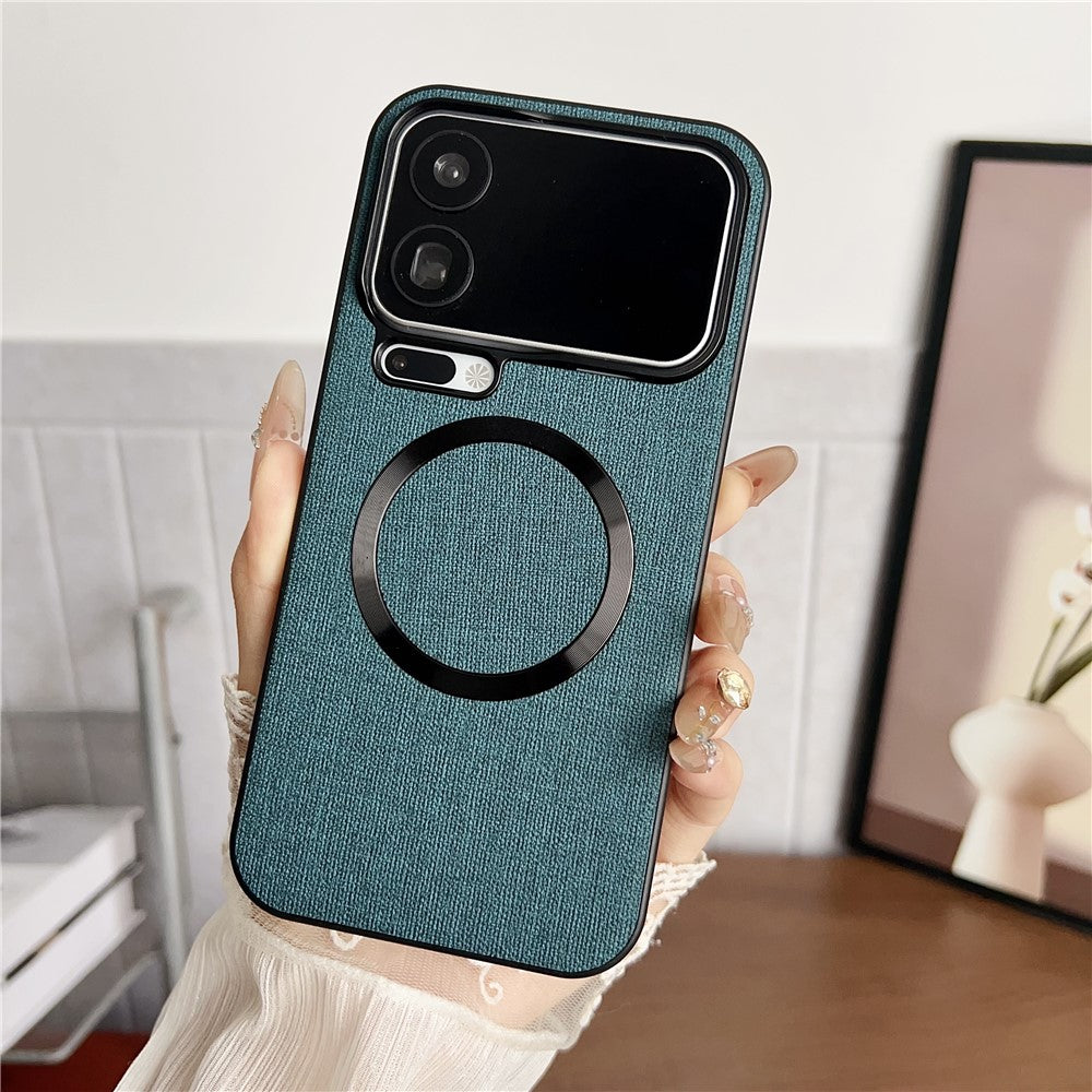 For Xiaomi 17 Pro Max Magnetic Case Drop-Proof TPU + Cloth Back Phone Cover - Dark Green