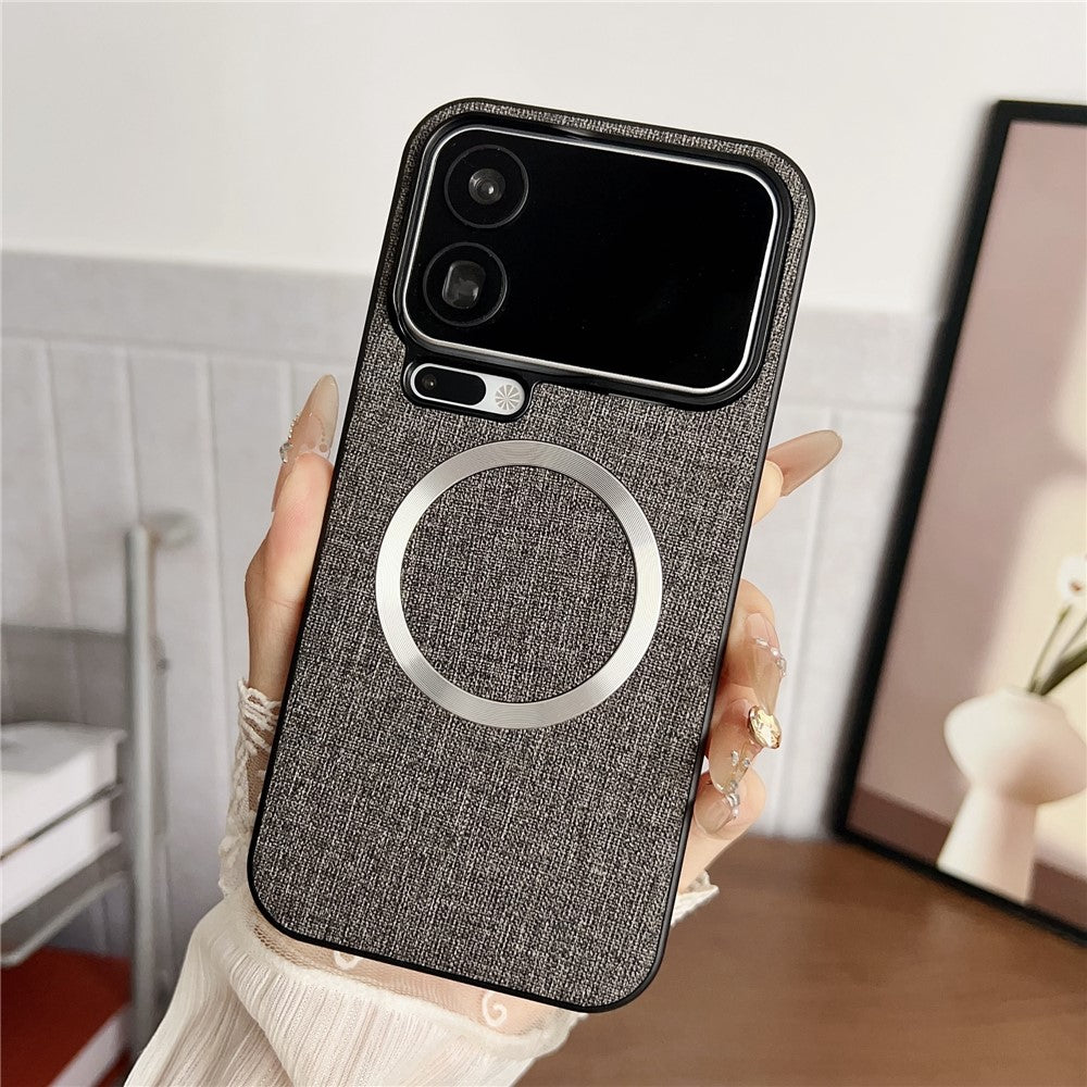 For Xiaomi 17 Pro Max Magnetic Case Drop-Proof TPU + Cloth Back Phone Cover - Grey