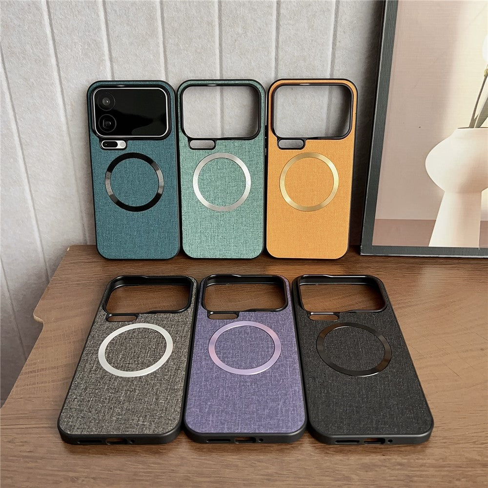 For Xiaomi 17 Pro Max Magnetic Case Drop-Proof TPU + Cloth Back Phone Cover - Grey