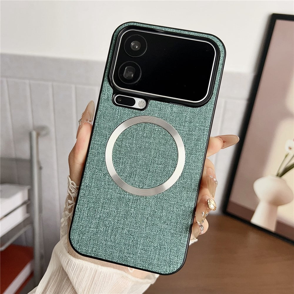 For Xiaomi 17 Pro Max Magnetic Case Drop-Proof TPU + Cloth Back Phone Cover - Green