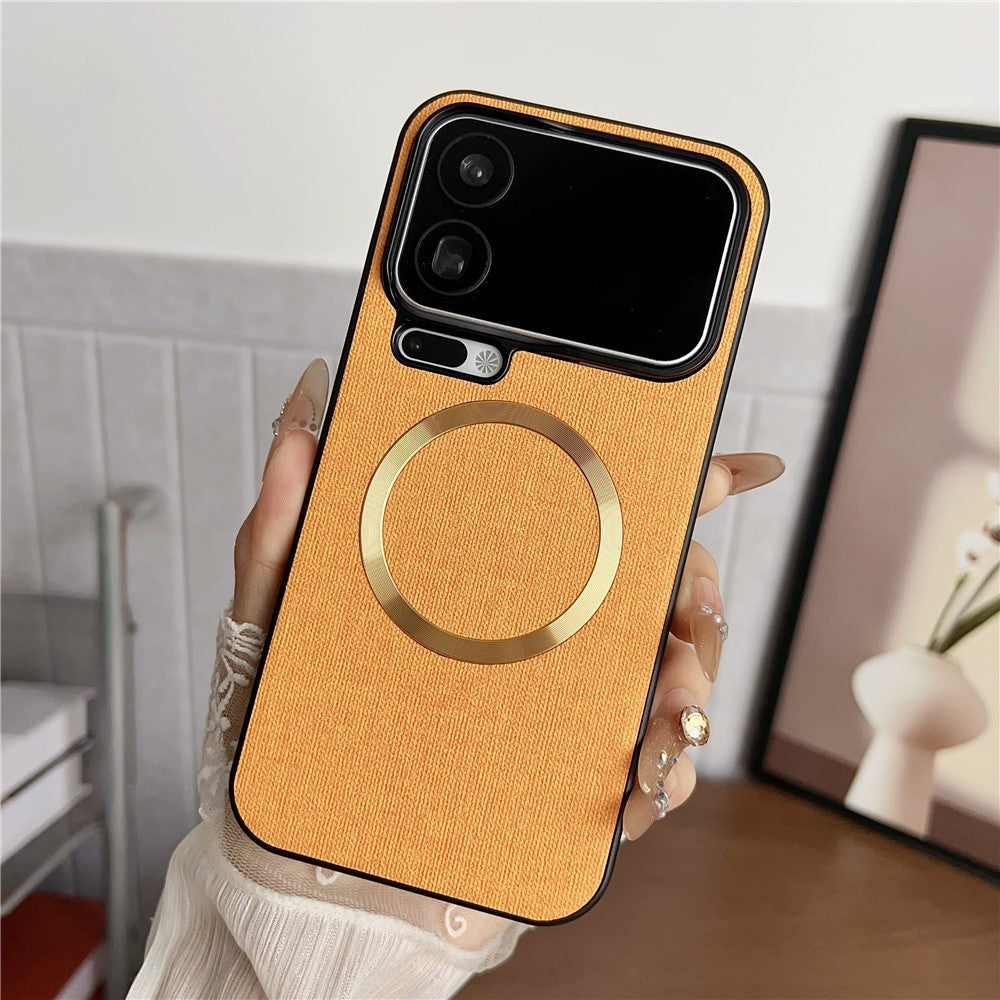 For Xiaomi 17 Pro Max Magnetic Case Drop-Proof TPU + Cloth Back Phone Cover - Orange