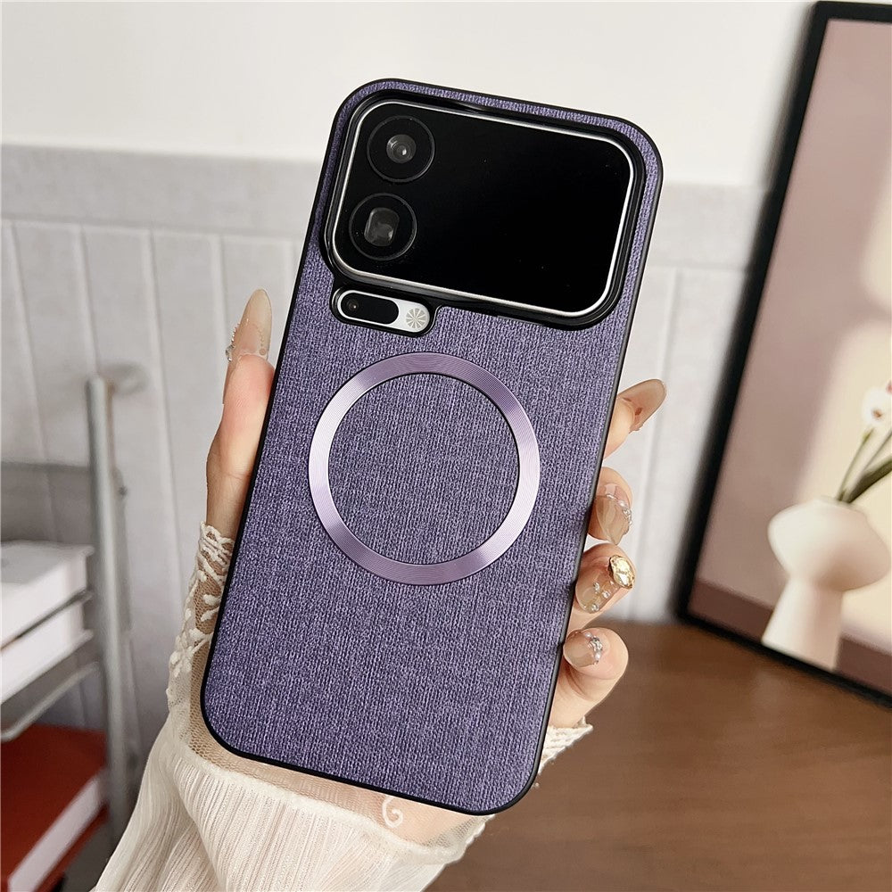 For Xiaomi 17 Pro Max Magnetic Case Drop-Proof TPU + Cloth Back Phone Cover - Purple