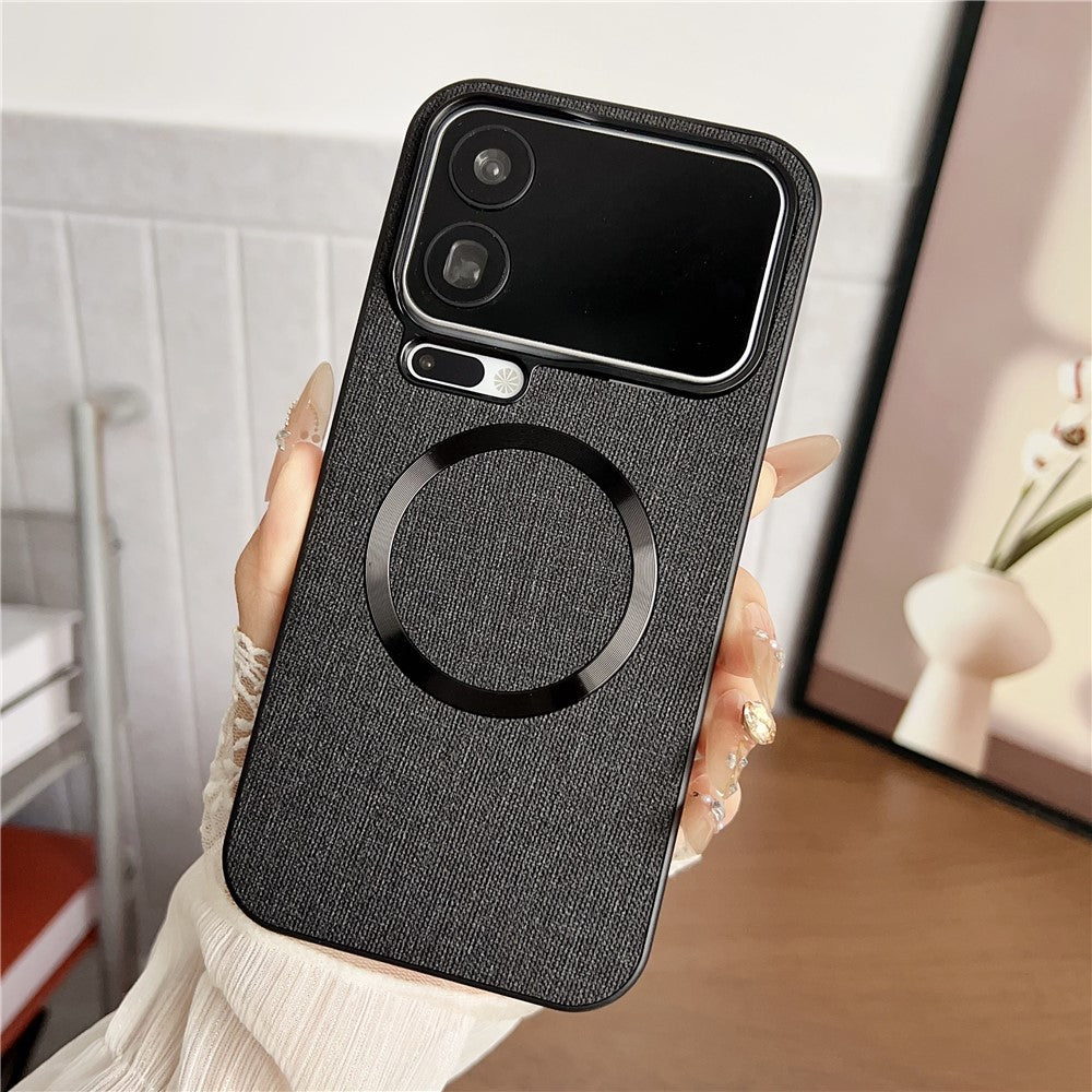 For Xiaomi 17 Pro Max Magnetic Case Drop-Proof TPU + Cloth Back Phone Cover - Black