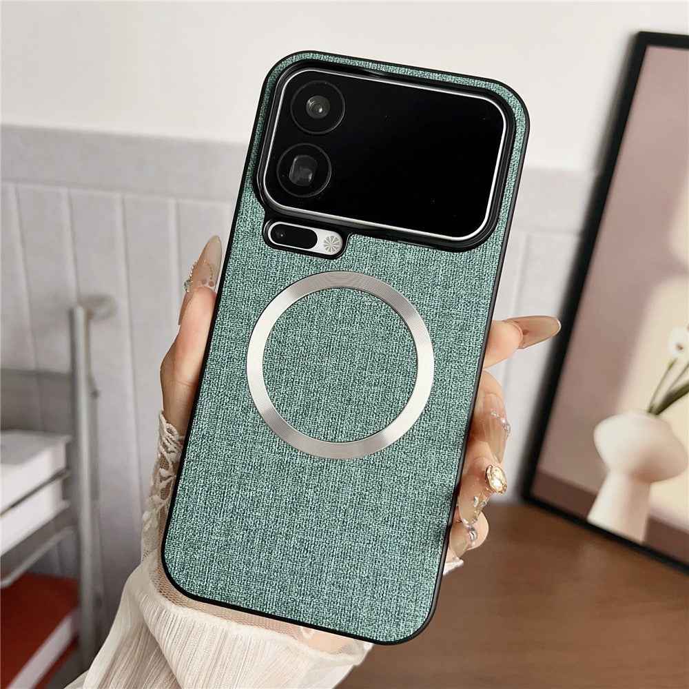For Xiaomi 17 Pro Magnetic Case Drop-Proof TPU + Cloth Back Phone Cover - Green