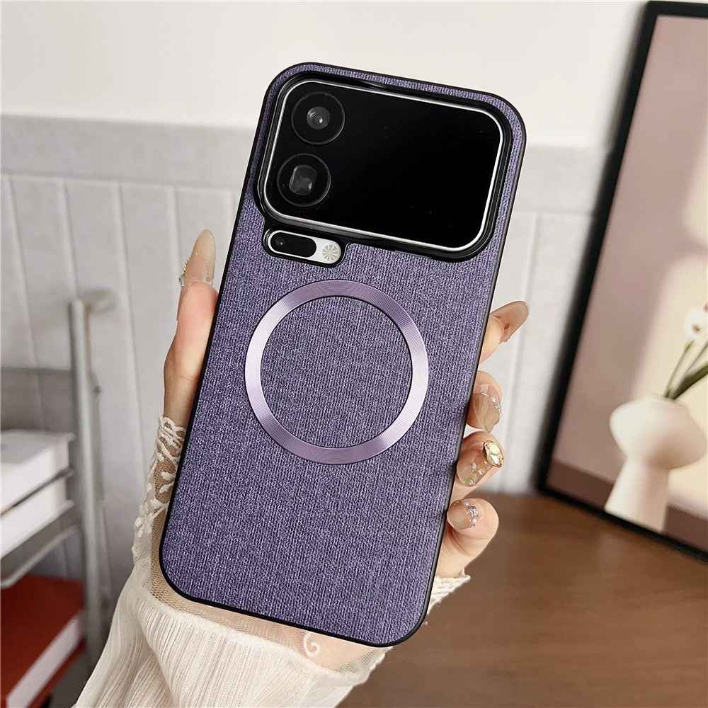 For Xiaomi 17 Pro Magnetic Case Drop-Proof TPU + Cloth Back Phone Cover - Purple