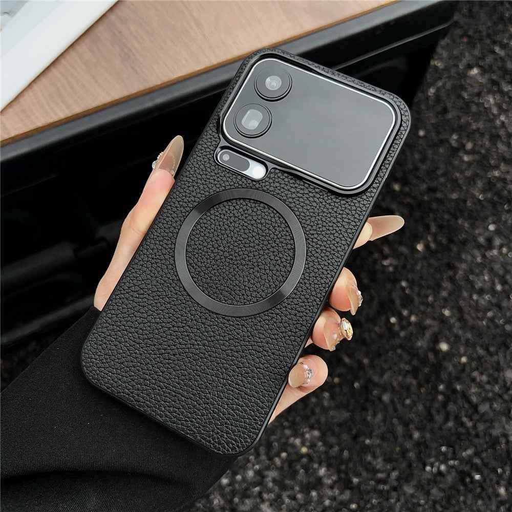 For Xiaomi 17 Pro Magnetic Case Litchi Texture PU Leather + TPU Phone Back Cover - Black
