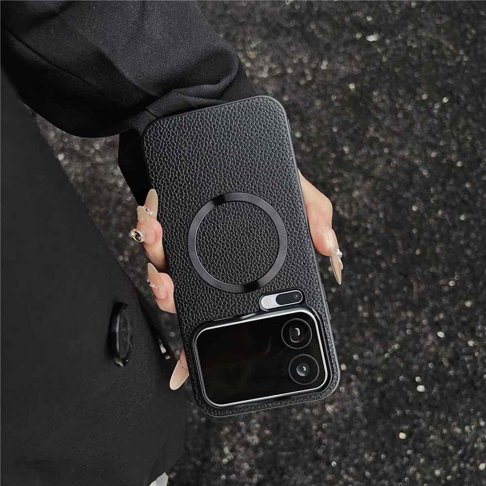 For Xiaomi 17 Pro Magnetic Case Litchi Texture PU Leather + TPU Phone Back Cover - Black