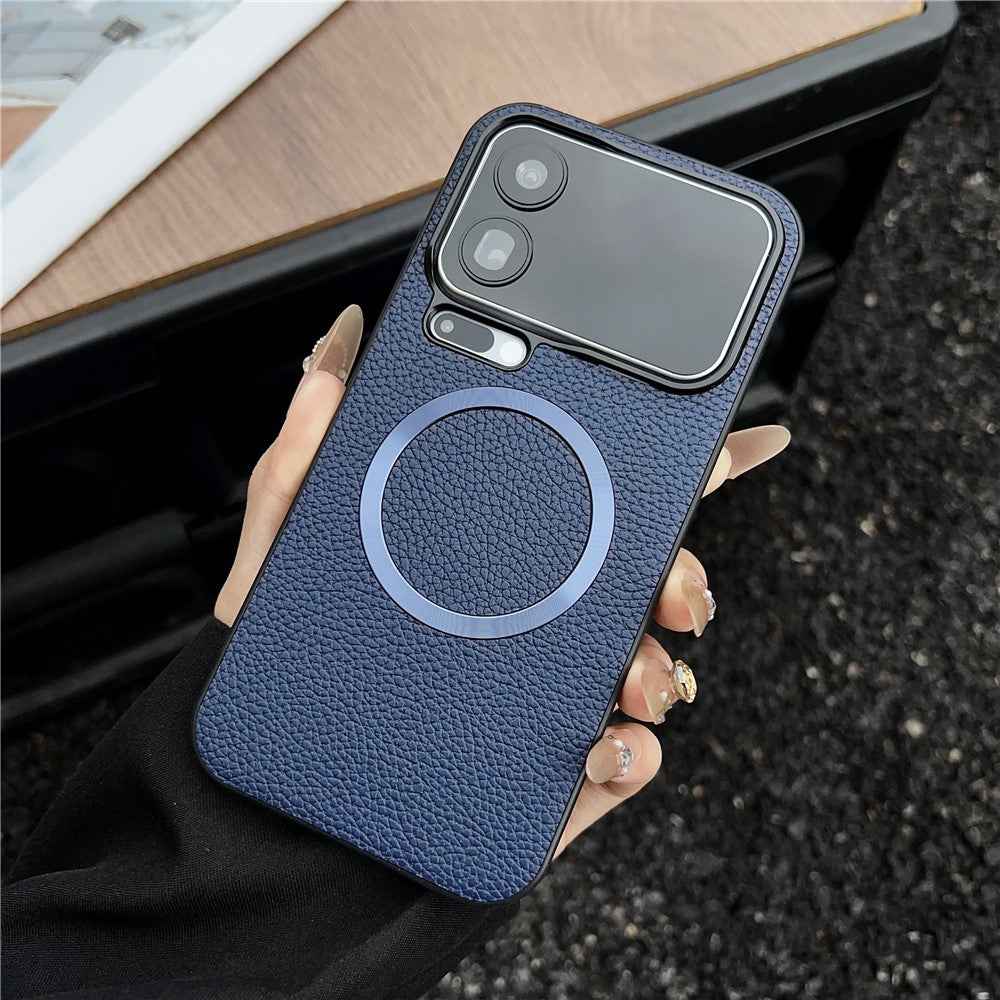 For Xiaomi 17 Pro Magnetic Case Litchi Texture PU Leather + TPU Phone Back Cover - Blue