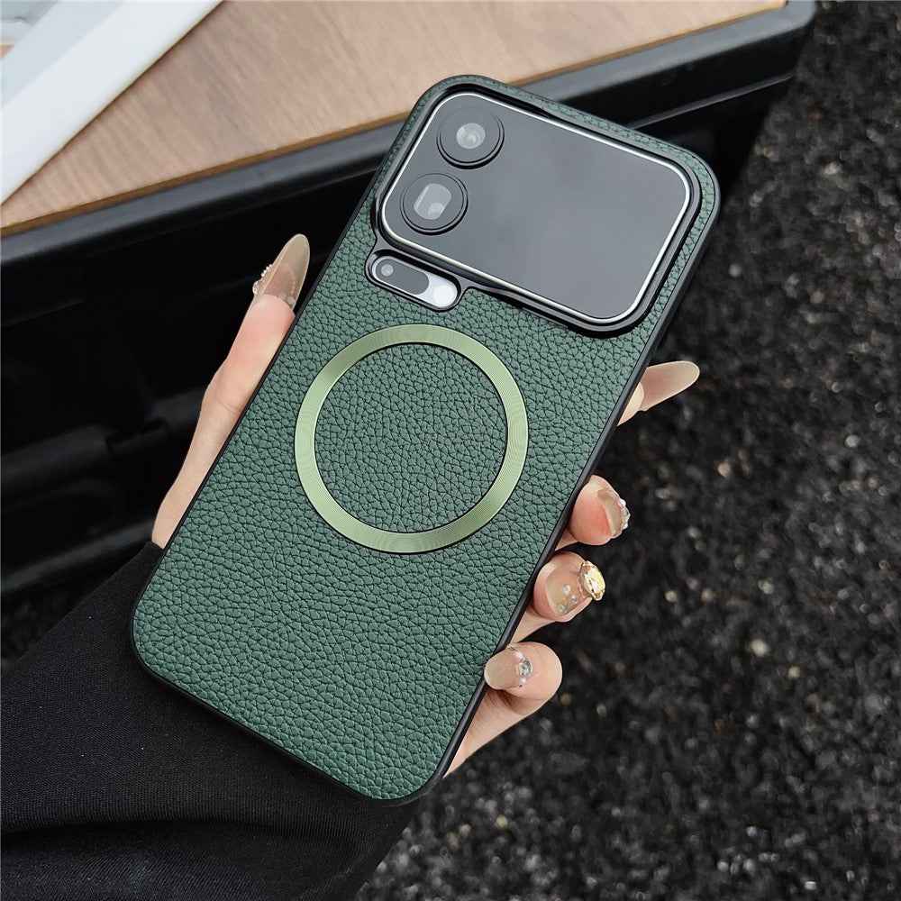For Xiaomi 17 Pro Magnetic Case Litchi Texture PU Leather + TPU Phone Back Cover - Green