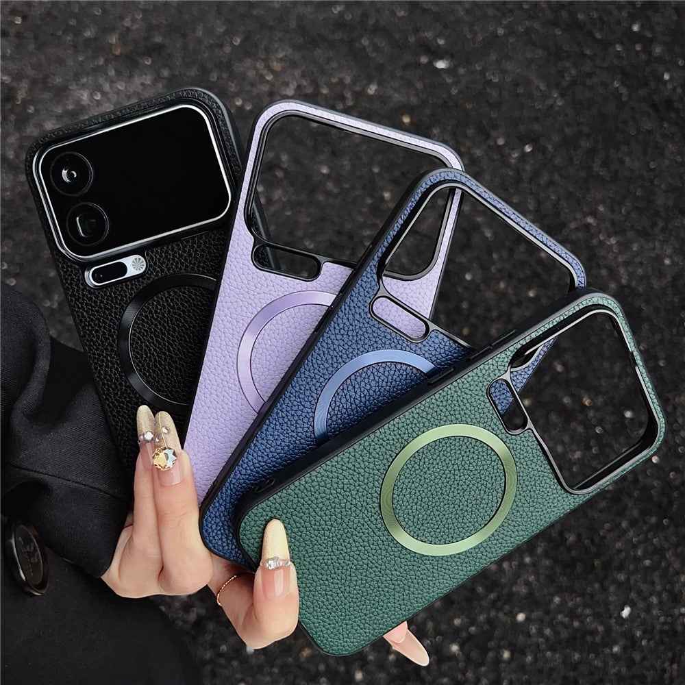 For Xiaomi 17 Pro Magnetic Case Litchi Texture PU Leather + TPU Phone Back Cover - Green