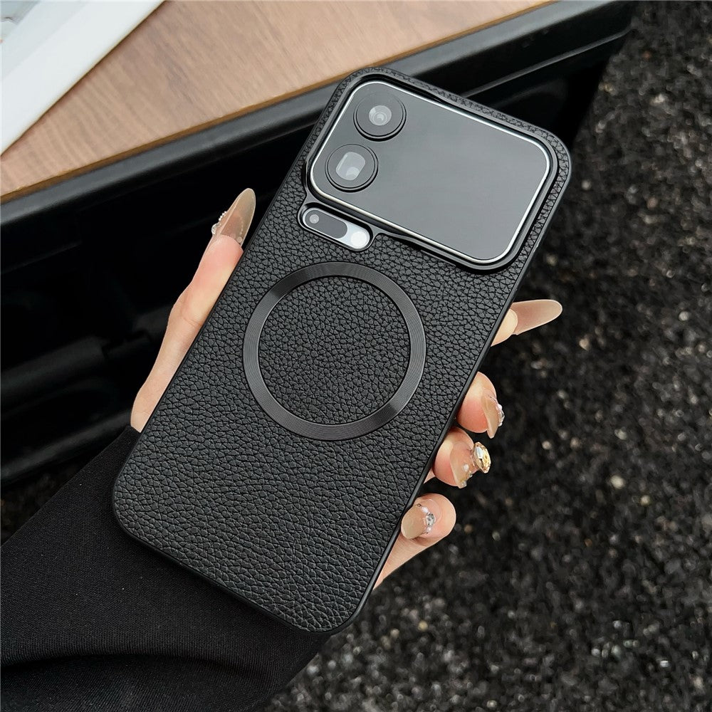 For Xiaomi 17 Pro Max Magnetic Case Litchi Texture PU Leather + TPU Phone Back Cover - Black