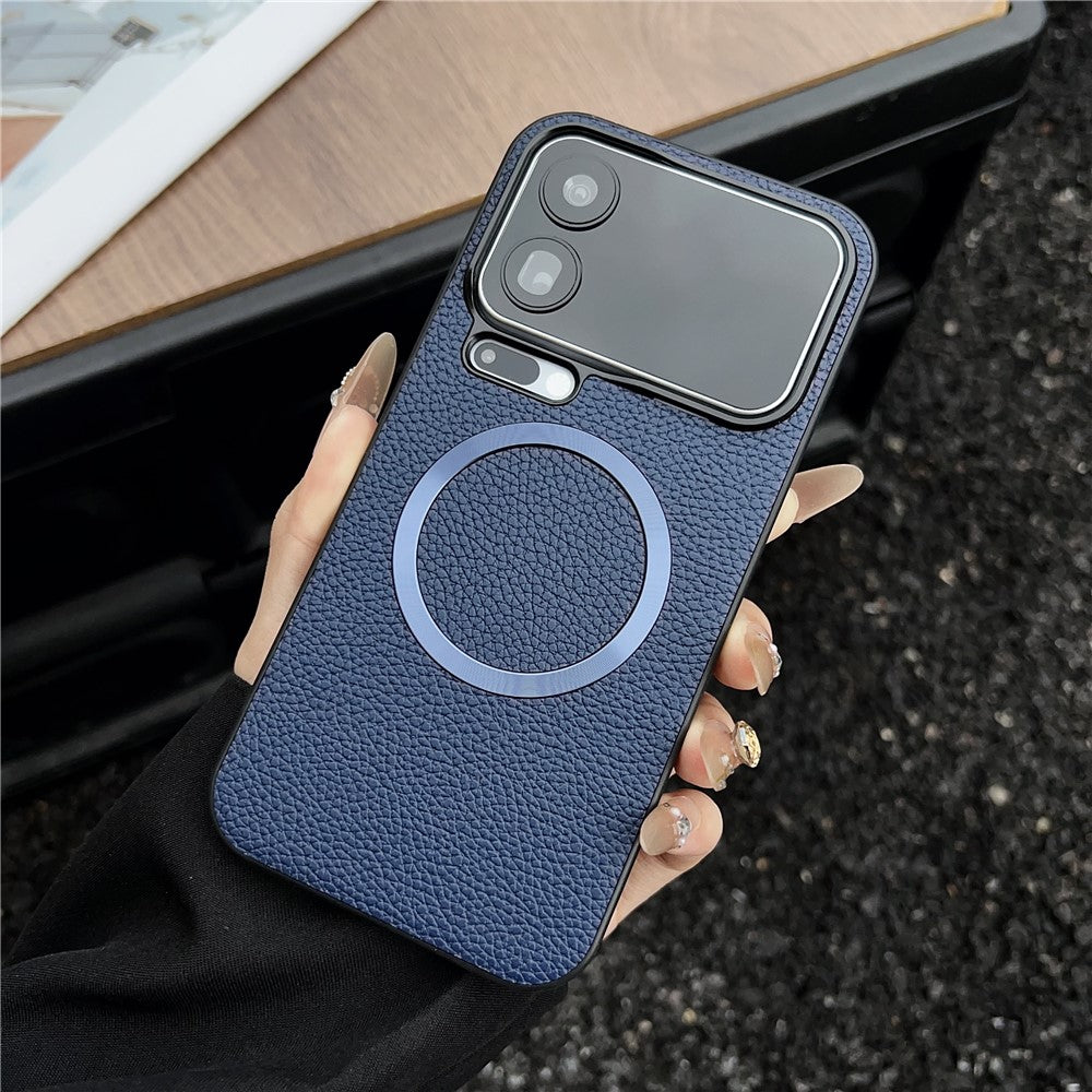 For Xiaomi 17 Pro Max Magnetic Case Litchi Texture PU Leather + TPU Phone Back Cover - Blue