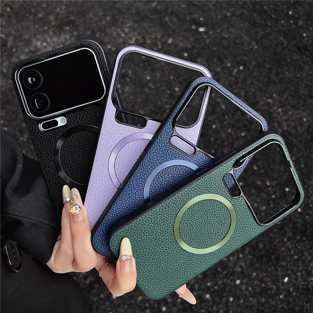 For Xiaomi 17 Pro Max Magnetic Case Litchi Texture PU Leather + TPU Phone Back Cover - Blue
