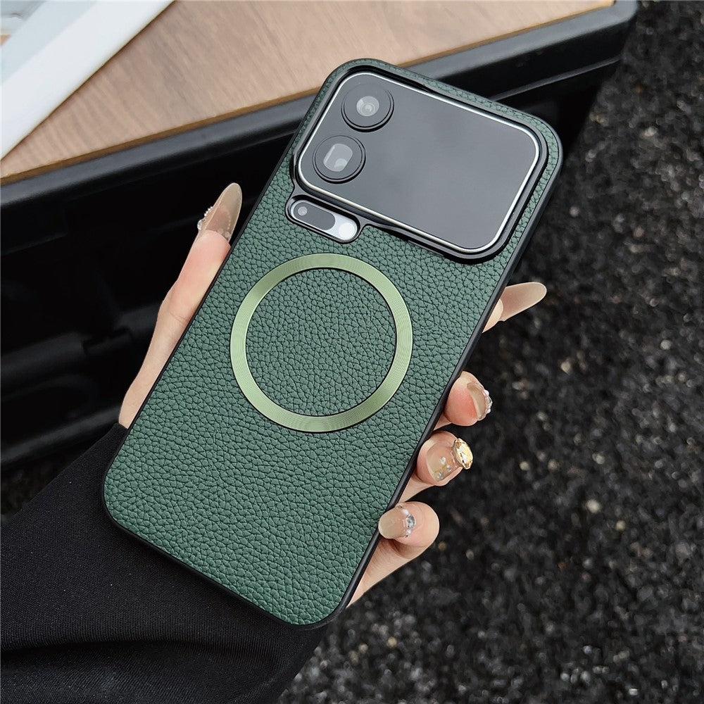 For Xiaomi 17 Pro Max Magnetic Case Litchi Texture PU Leather + TPU Phone Back Cover - Green