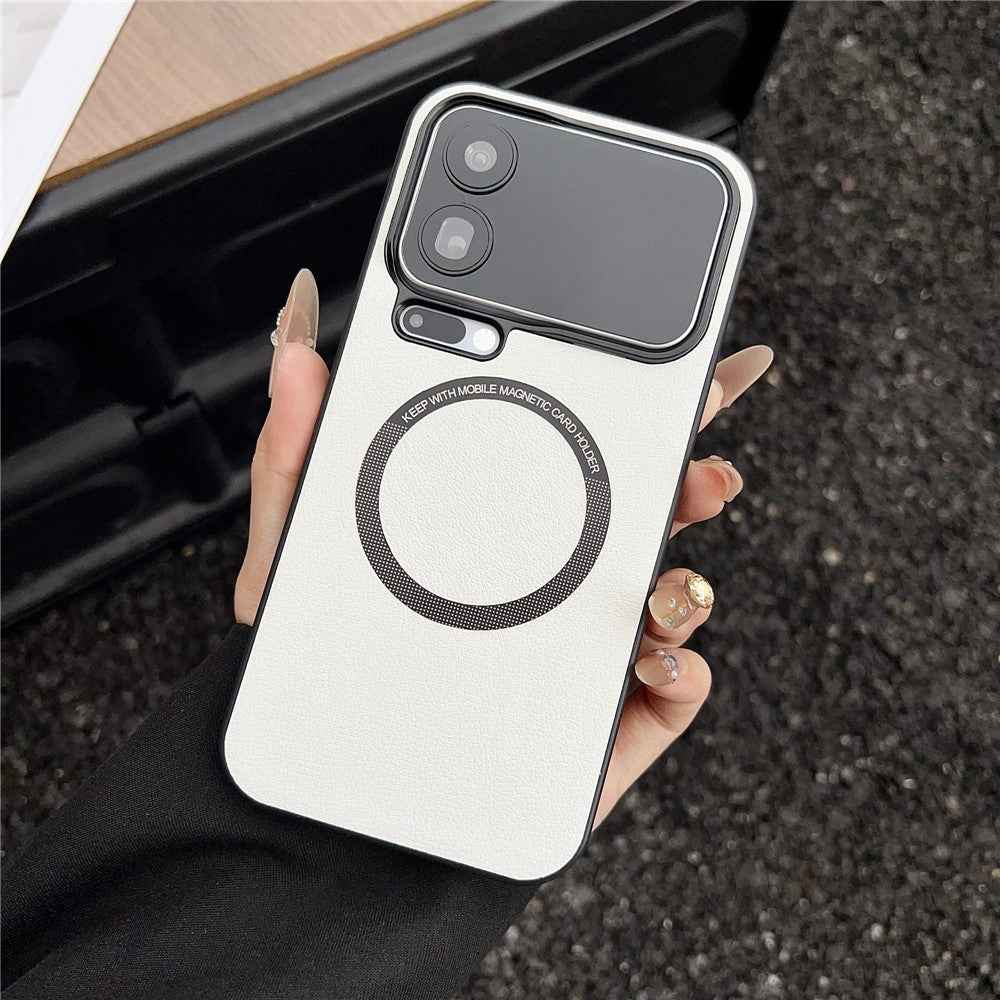 For Xiaomi 17 Pro Magnetic Case Anti-Drop PU Leather + PC Cover - White