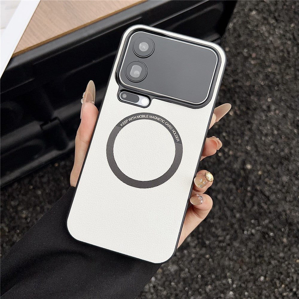 For Xiaomi 17 Pro Max Magnetic Case Anti-Drop PU Leather + PC Cover - White