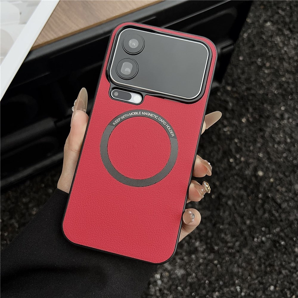 For Xiaomi 17 Pro Max Magnetic Case Anti-Drop PU Leather + PC Cover - Red