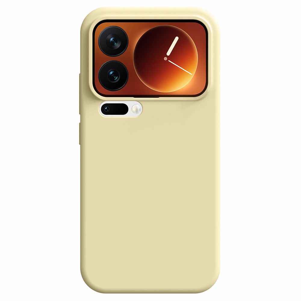 For Xiaomi 17 Pro Case Skin-Friendly Liquid Silicone + PC Phone Cover - Light Yellow