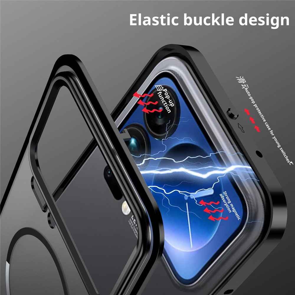 For Xiaomi 17 Pro Magnetic Case Aluminium Alloy PC Matte Phone Cover Pop-Up Snap Lock - Silver