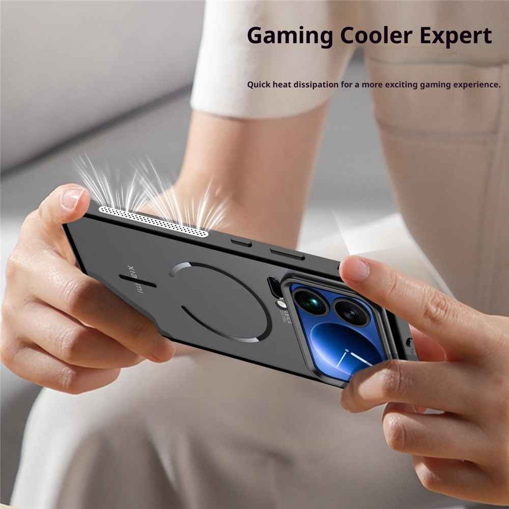 For Xiaomi 17 Pro Magnetic Case Aluminium Alloy PC Matte Phone Cover Pop-Up Snap Lock - Silver