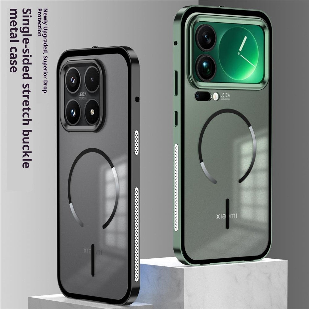 For Xiaomi 17 Pro Max Case Magnetic Case Aluminium Alloy PC Matte Phone Cover Pop-Up Snap Lock - Black