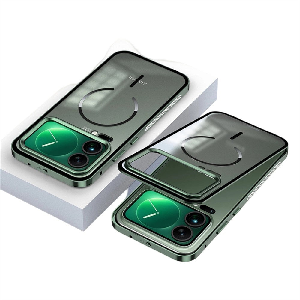 For Xiaomi 17 Pro Max Case Magnetic Case Aluminium Alloy PC Matte Phone Cover Pop-Up Snap Lock - Green