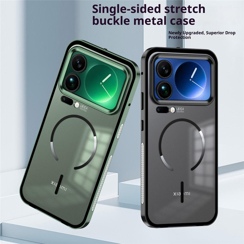 For Xiaomi 17 Pro Max Case Magnetic Case Aluminium Alloy PC Matte Phone Cover Pop-Up Snap Lock - Green