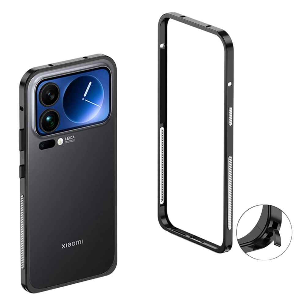For Xiaomi 17 Pro Bumper Case Metal Frame Heat Dissipation Cover - Black