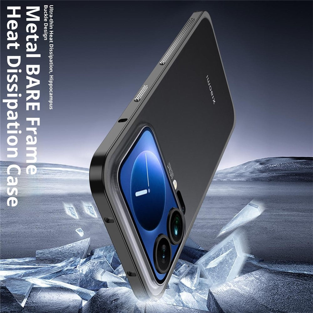 For Xiaomi 17 Pro Max Bumper Case Metal Frame Heat Dissipation Cover - Black