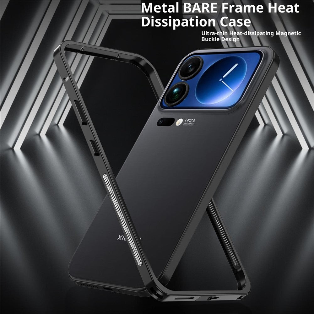 For Xiaomi 17 Pro Max Bumper Case Metal Frame Heat Dissipation Cover - Black
