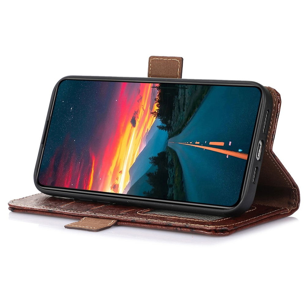 For Xiaomi Redmi Note 15 Pro 5G (Global) Case RFID Blocking Genuine Cow Leather Phone Case Ostrich Texture - Coffee