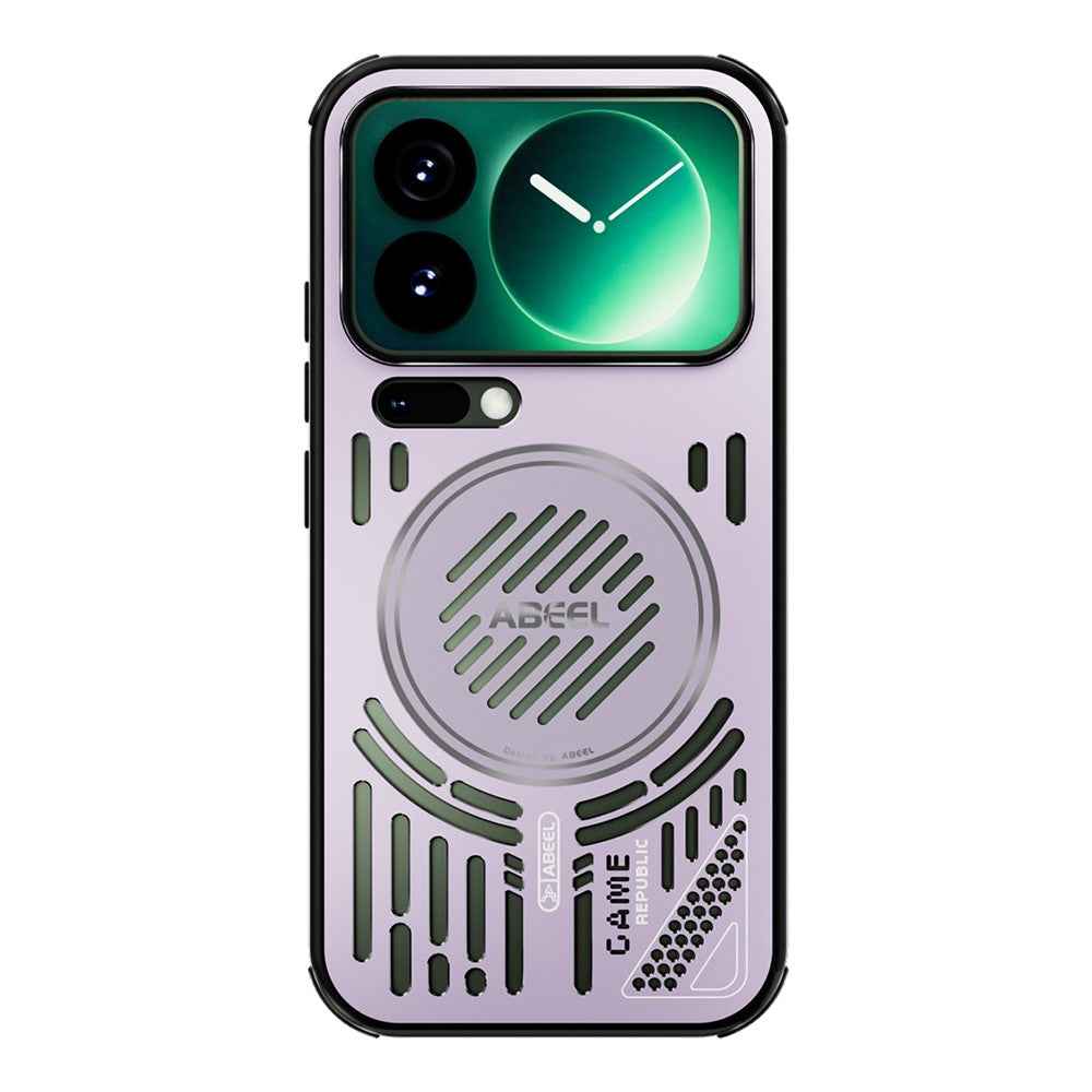 ABEEL For Xiaomi 17 Pro Magnetic Case Aluminium Alloy + PC + TPU Hollow Heat Dissipation Phone Cover - Light Purple
